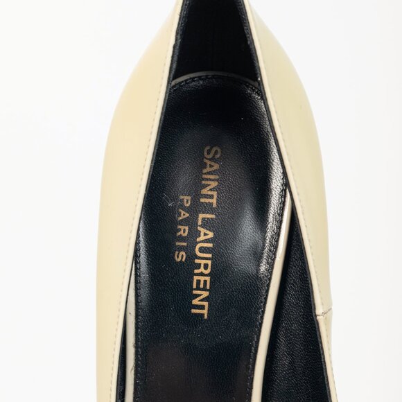 Saint Laurent Opyum Cream Patent YSL Cassandre Pointed-Toe Pumps - Picture 9 of 10